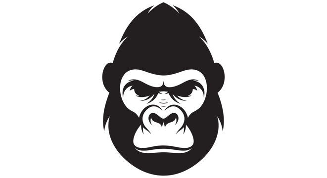 Gorilla head silhouette on a white background a striking monochrome graphic