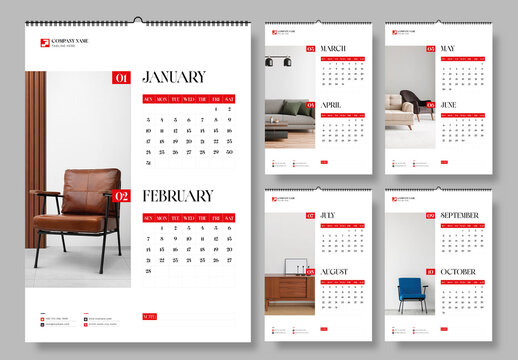 Minimal Interior Design 2027 Wall Calendar Template