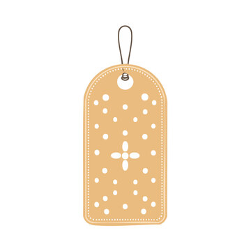 Orange price tag with dotted pattern and string