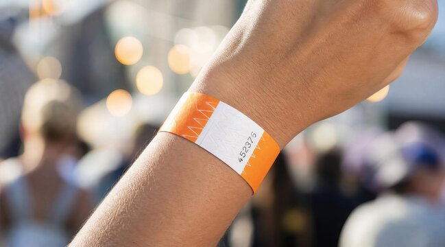 Close up of event wristband on wrist
