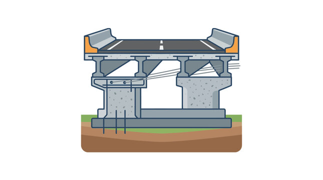 Concrete bridge pier support structure illustration.