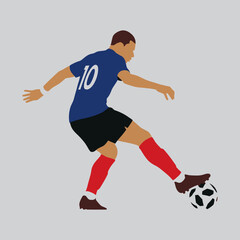 Fototapeta premium Soccer Player Kicking Ball, Flat Design Illustration