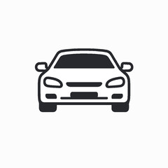 Fototapeta premium Black and white car icon, simple vehicle symbol for design