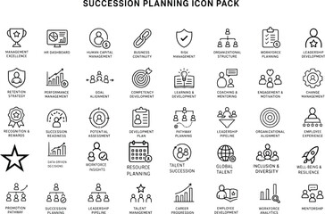 Naklejka premium Succession planning and business management icons on white background
