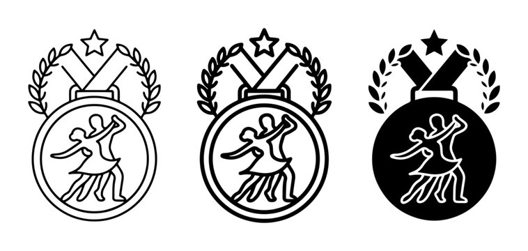 Dance Competition Medals Vector Icons, Ballroom Dancing Award Badges, Victory Symbols