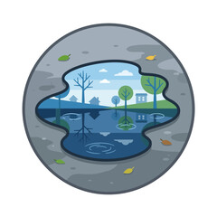 Fototapeta premium Polluted Earth with Dead Trees Water.