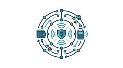 Cybersecurity protection shield with network. © afiatul