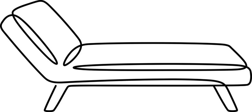 Minimalist continuous line drawing of a chaise lounge chair.