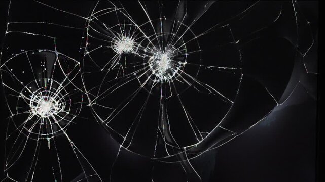 turning on and off the TV or monitor with traces of bumps and cracks on the broken screen 4k video