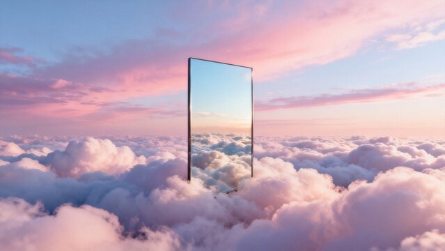 Mirror in the sky with clouds