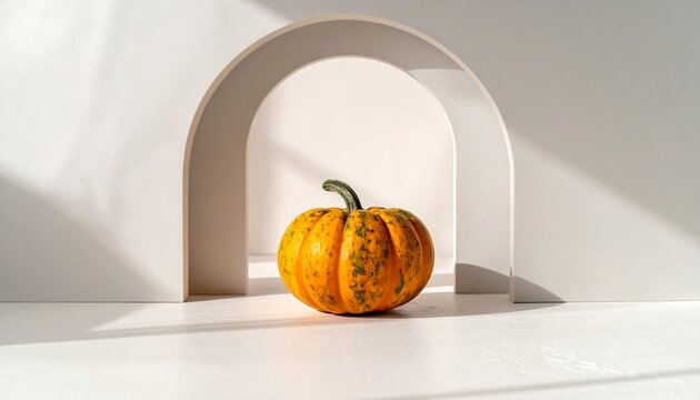 Premium Pumpkin on Cream Concrete Luxury Halloween Background