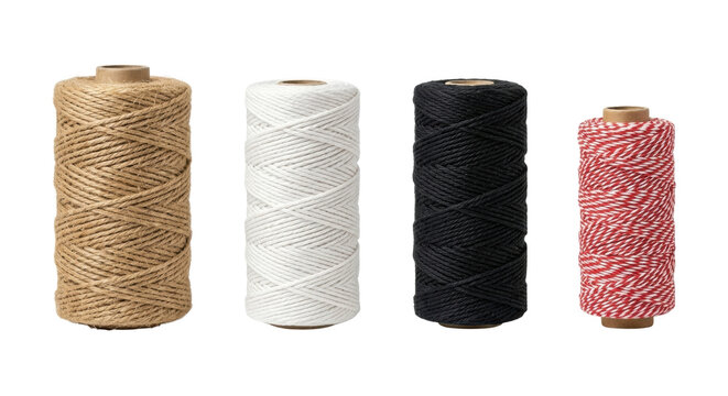 Spools of craft twine string and cotton rope