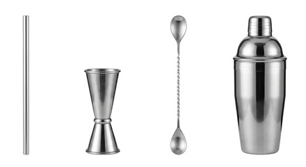 Stainless steel cocktail shaker and bar tools set