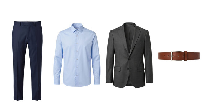 Men smart casual business clothing and accessories set