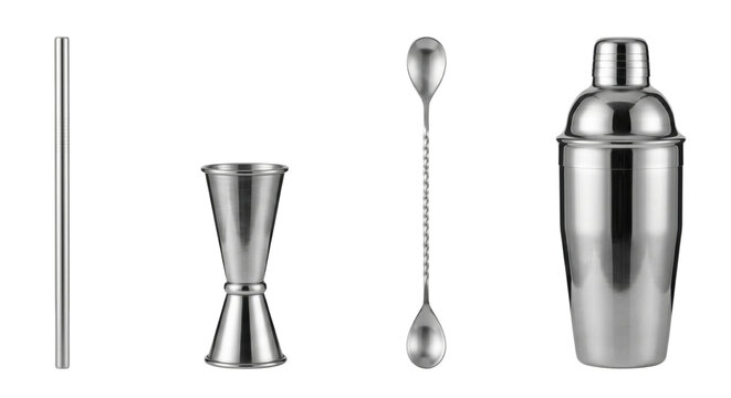 Stainless steel cocktail shaker and bar tools set