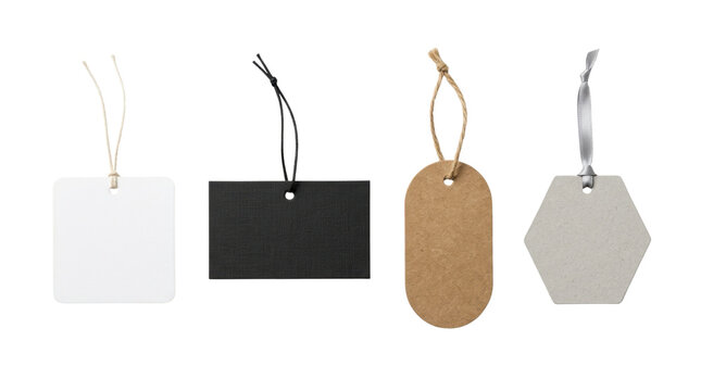 Blank hanging gift tags and label mockup templates