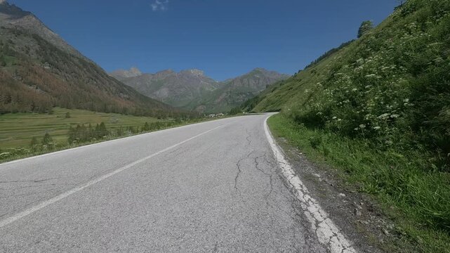 Road to Colle dell'Agnello in the Cottian Alps, Piedmont, Italy	