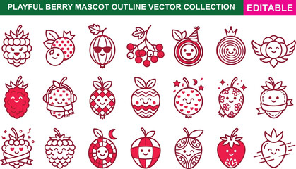 Playful berry mascot vector collection © MdShamimAhmed