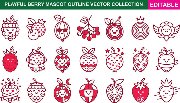 Playful berry mascot vector collection