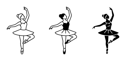 Ballet Dancer Poses, Elegant Female Performer Silhouettes, Graceful Dance Art © Abir