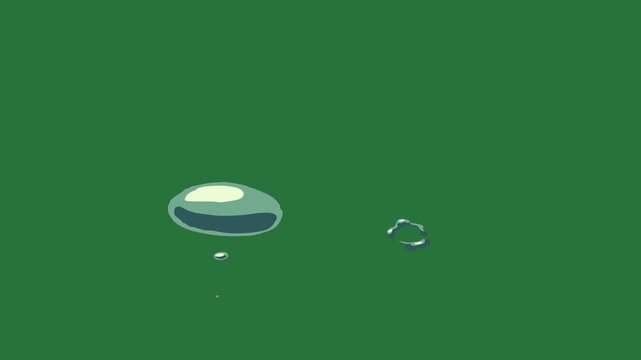 A green background with white circle on the bottom and an image of screen small object in middle ball drop water blue globe soccer wallpaper computer green screen animated chromakey background