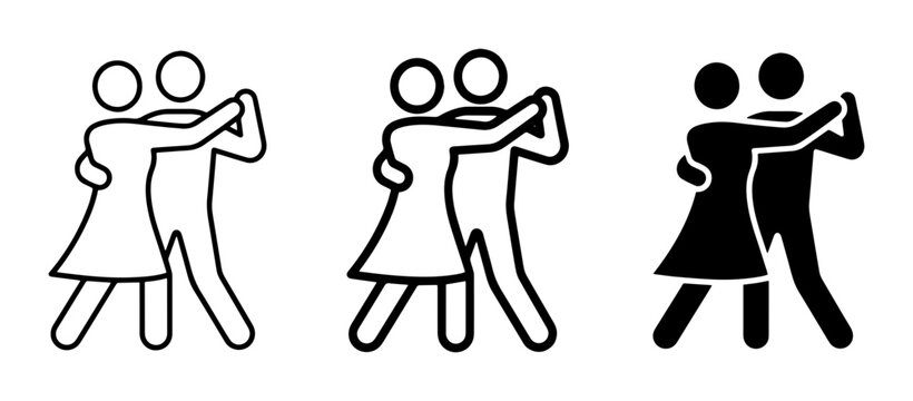 Couple Dancing Icons, Ballroom Dance Figures, Silhouette Vector Set