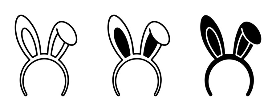Bunny Ear Headbands, Easter Accessories, Costume Elements, Vector Icons