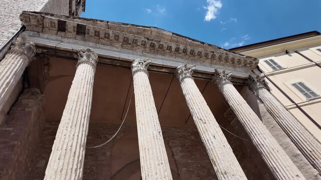 Historic Facade Of The Church Of Santa Maria Sopra Minerva In Assisi