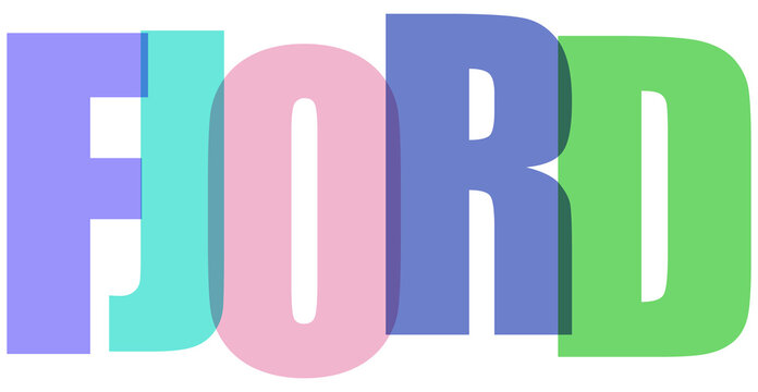 Fjord, colorful text, pastel letters, typography, wordmark