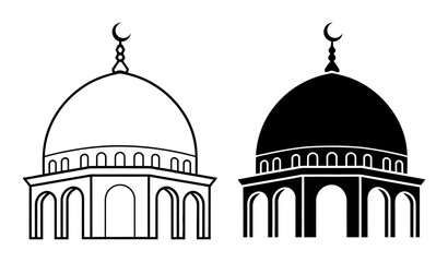 Islamic dome mosque architecture outline and silhouette, white background building © StockMingle