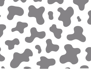 Fototapeta premium Seamless cow print pattern gray spots on white background