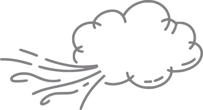 Simple line of wind blowing against a cloud