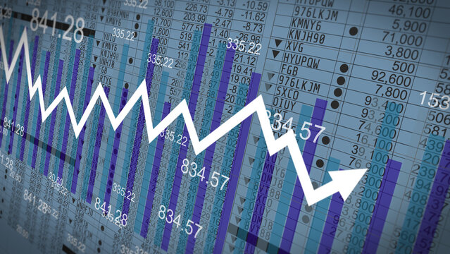 Finance arrow growth concept with glowing stock market chart, global investment strategy interface and futuristic economic data analysis concept