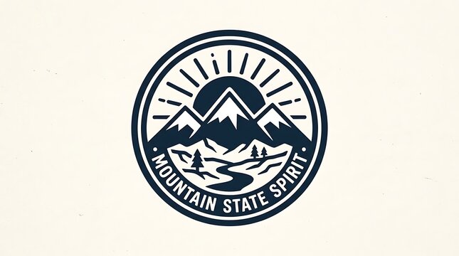 Minimal bold state icon, text &ldquo;Mountain State Spirit&rdquo;