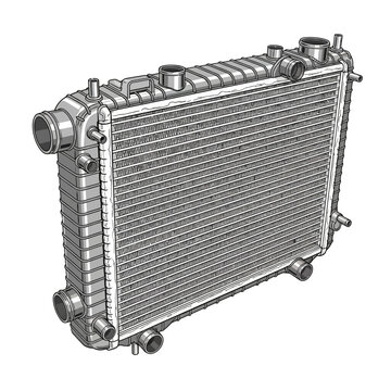 Detailed Radiator Illustration for Automotive Cooling System Design.