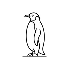 Obraz premium Standing penguin character in thin line art style isolated on transparent background for wildlife.