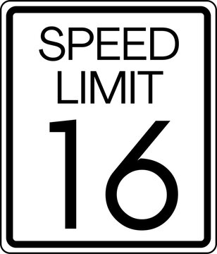 Speed limit 16 mph sign vector