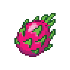 Fototapeta premium Pixel art dragon fruit vector illustration isolated on white background.