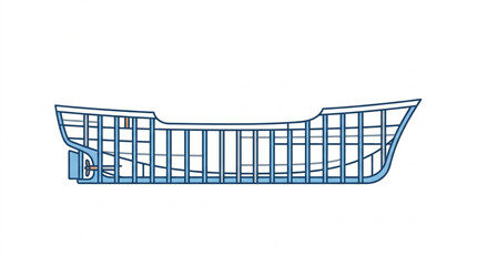 Blueprint of a wooden ship hull structure showing ribs and keel. © amira