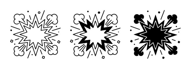 Explosion Burst Icons, Comic Style Impact Symbols, Action Sound Effects © Kamrul