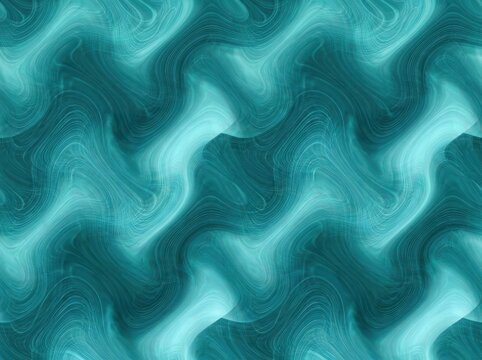 Abstract flowing turquoise waves in a seamless pattern with subtle light variations for backgrounds