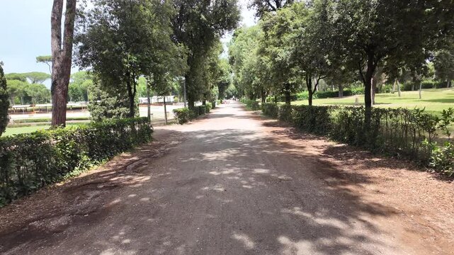 Cinematic Walkthrough Through The Scenic Paths Of Villa Borghese Park In Rome