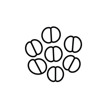 Group of cocci bacteria icons representing diplococcus germs in flat line art for medical projects.
