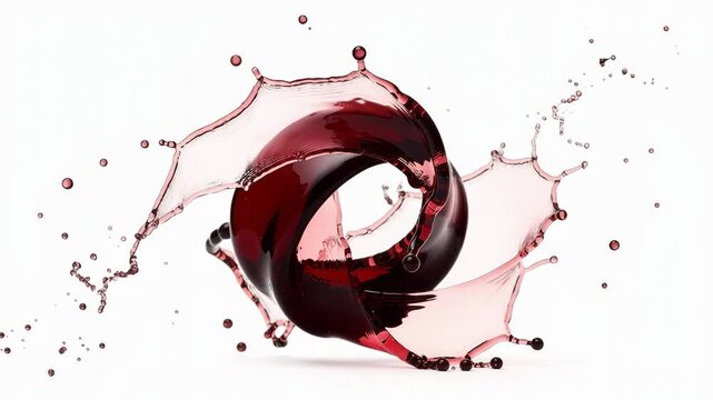 Mesmerizing swirl of deep red liquid twisting and splashing dynamically in vibrant motion