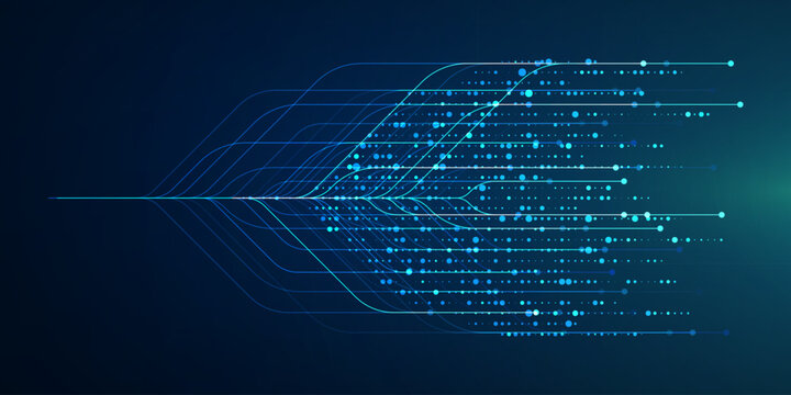 Big data visualization. Social network, financial analysis of complex databases. Data mining. Vector technology background. Information analytics concept.