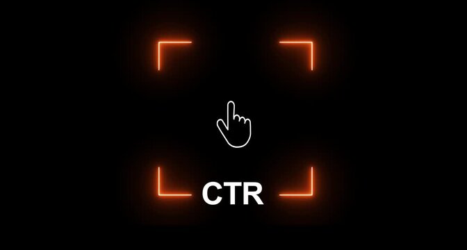 Click Through Rate CTR digital marketing performance analytics concept on the of online advertising optimization. black background. animation 4k video