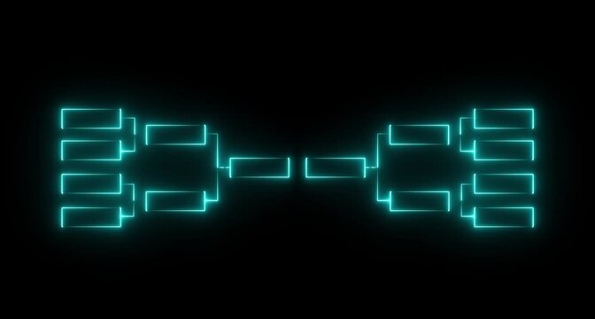 32 team tournament bracket championship template by glowing neon effect animation isolated Championship bracket schedule for soccer, football, basketball, baseball or tennis