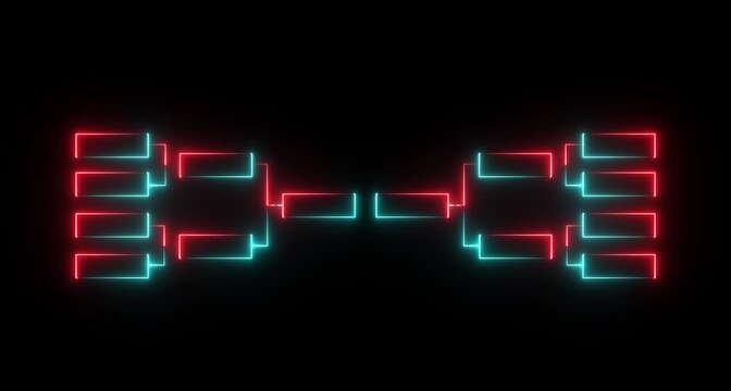 32 team tournament bracket championship template by glowing neon effect animation isolated Championship bracket schedule for soccer, football, basketball, baseball or tennis