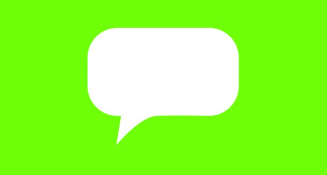 Online bubble chat messages Green Screen chroma key, pop up chat box, Text box, 3d Animation Speech Bubble Alpha channel. message box cartoon animated icon. Motion graphics of message concept