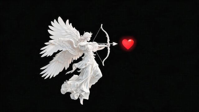 Angel with bow and arrow aiming at heart